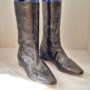Manolo Blahnik Black Snake Skin Boots Sz 40/10